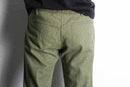melange green wool flare trousers