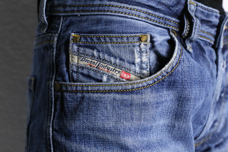 “DIESEL” fade blue straight denim pants