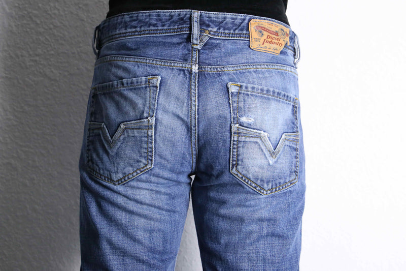 “DIESEL” fade blue straight denim pants
