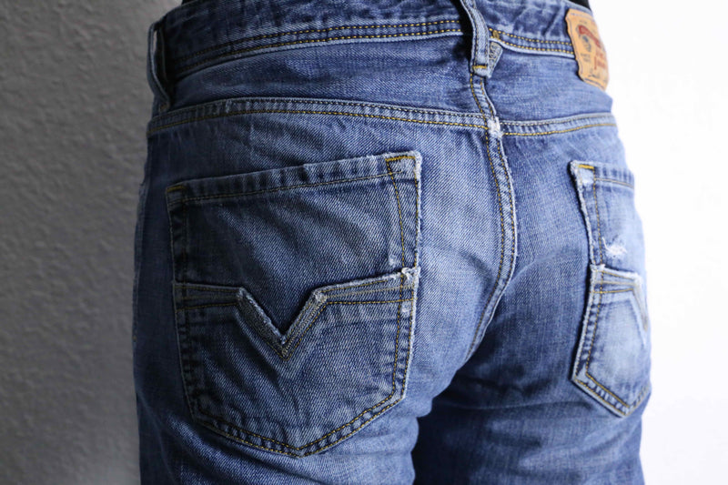 “DIESEL” fade blue straight denim pants