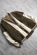 leather × linen switch design cardigan