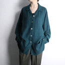relaxed deep green linen shirt jacket