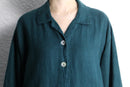 relaxed deep green linen shirt jacket