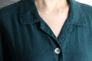 relaxed deep green linen shirt jacket