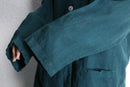 relaxed deep green linen shirt jacket