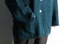relaxed deep green linen shirt jacket