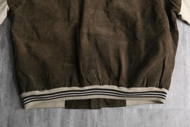 leather × linen switch design cardigan