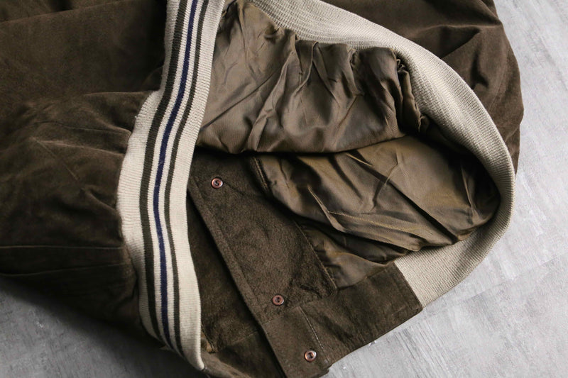 leather × linen switch design cardigan