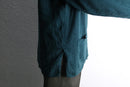 relaxed deep green linen shirt jacket