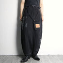 "Re:make" leather patchwork cocoon denim