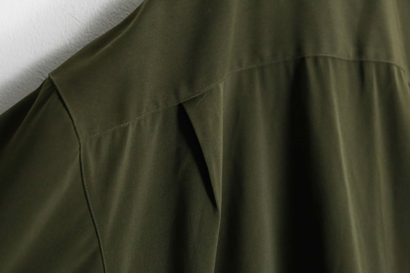 "PRONTI" olive green braided pattern lame shirt