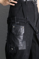 "Re:make" leather patchwork cocoon denim
