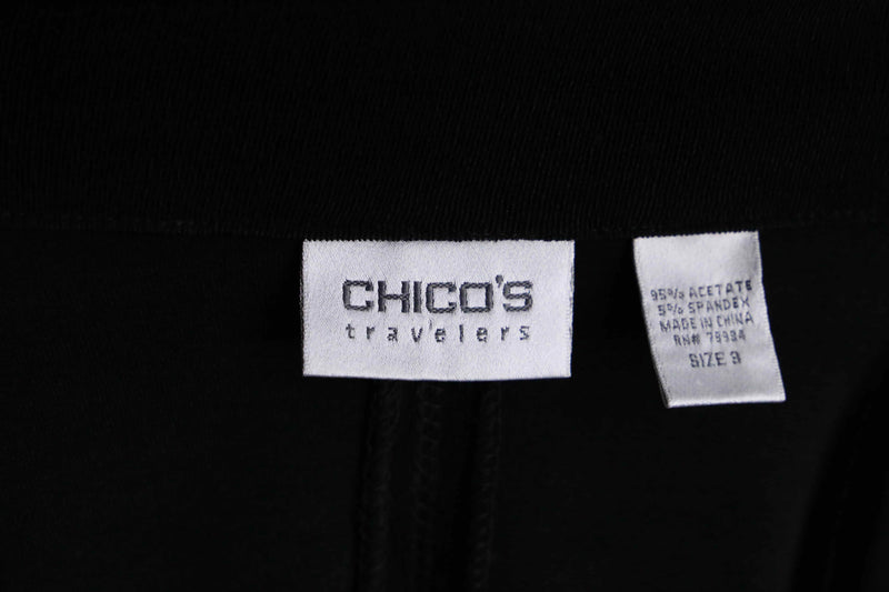 "chico's" acetate stitch embroidery flower design zip up jacket