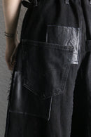 "Re:make" leather patchwork cocoon denim