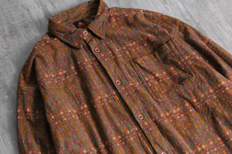 1990s NIKE ACG mosaic pattern fleece shirt