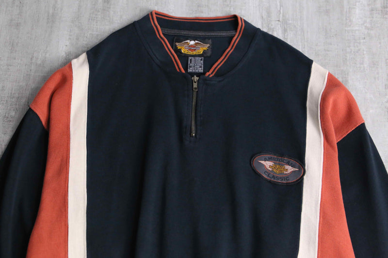 1990's "Harley Davidson" half zip cotton knit