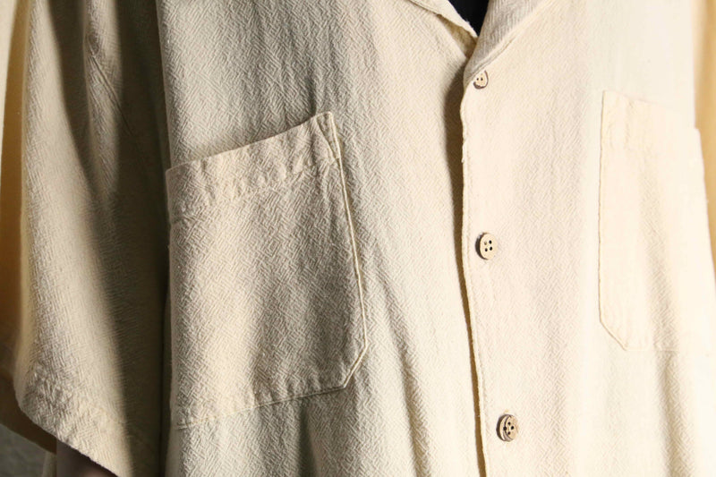 "KING SIZE" ivory open collar shirt