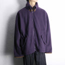 purple color fluffy hi neck jacket