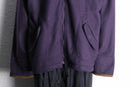 purple color fluffy hi neck jacket