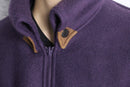 purple color fluffy hi neck jacket