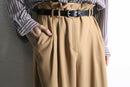 beige color high waist 2 tuck wide pants