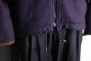 purple color fluffy hi neck jacket