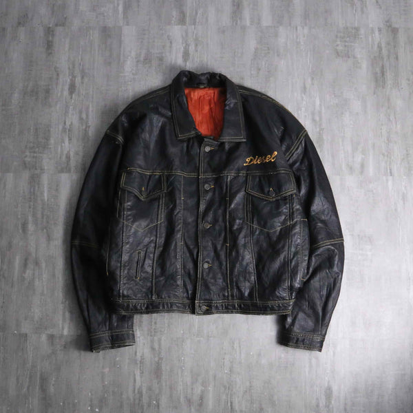 1990s DIESEL lamb skin leather tracker jacket