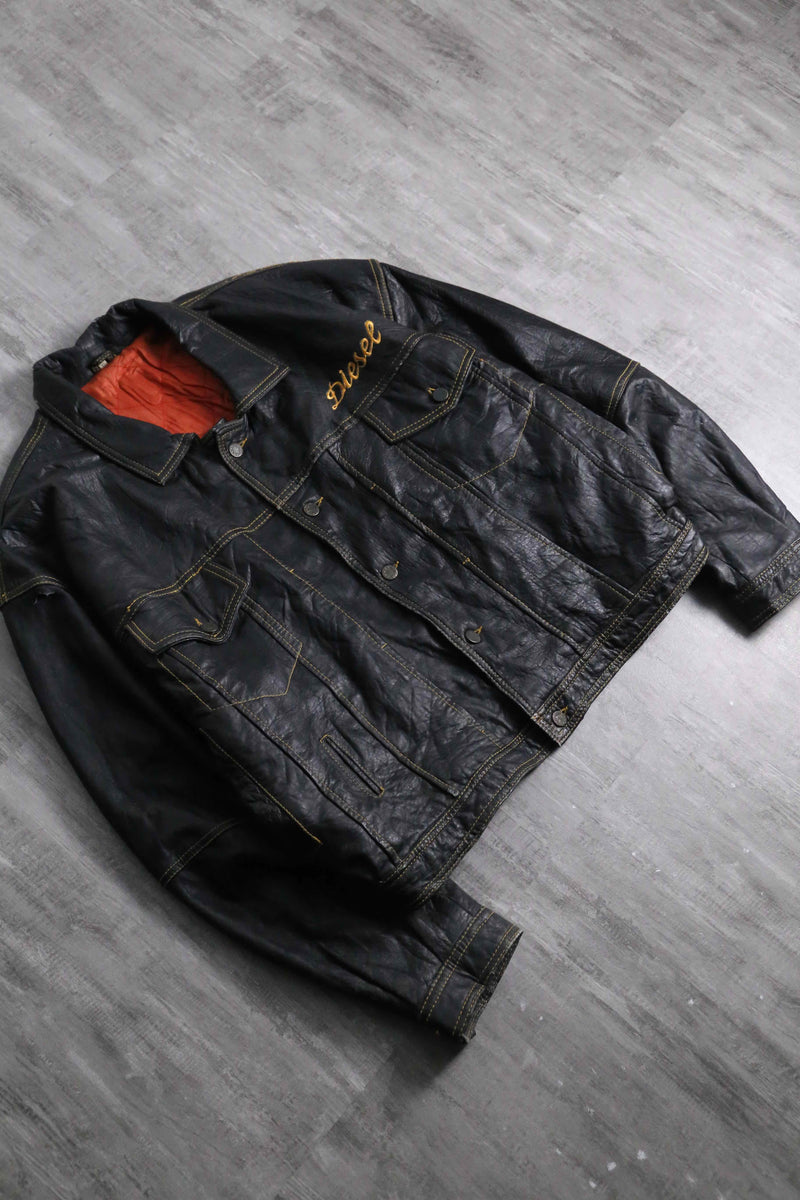 1990s DIESEL lamb skin leather tracker jacket