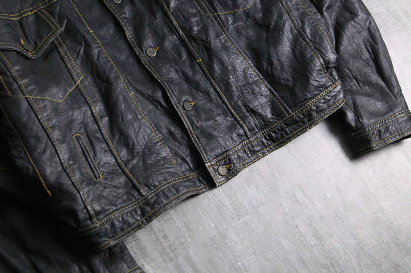 1990s DIESEL lamb skin leather tracker jacket