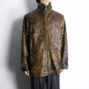 crocodile film print zip-up  jacket