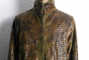 crocodile film print zip-up  jacket