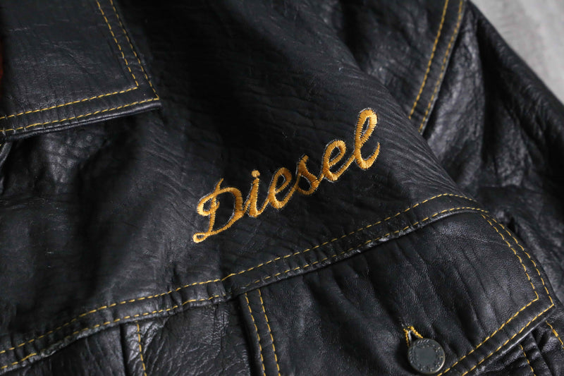1990s DIESEL lamb skin leather tracker jacket