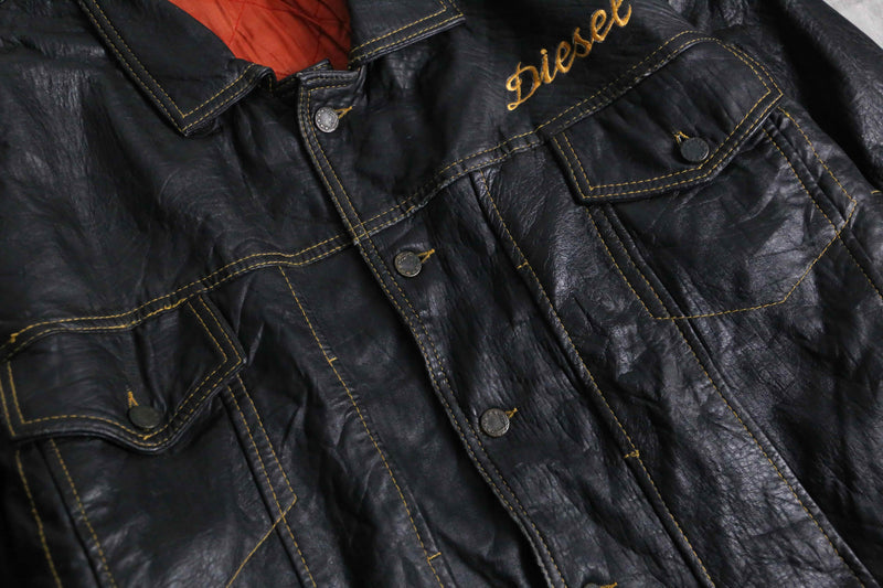 1990s DIESEL lamb skin leather tracker jacket