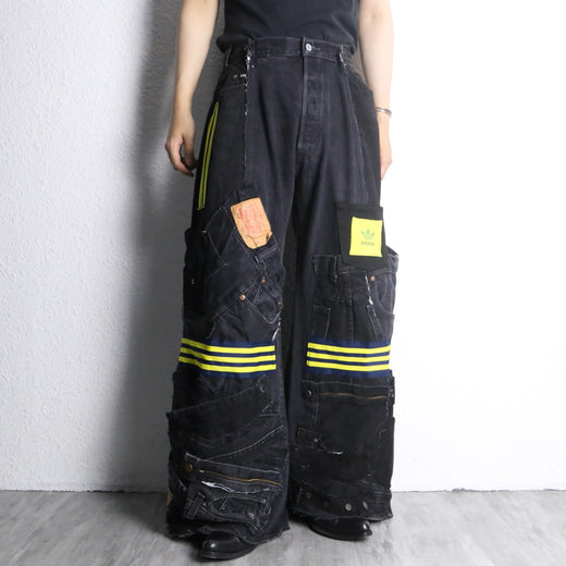 "Re:make" track baggy denim pants