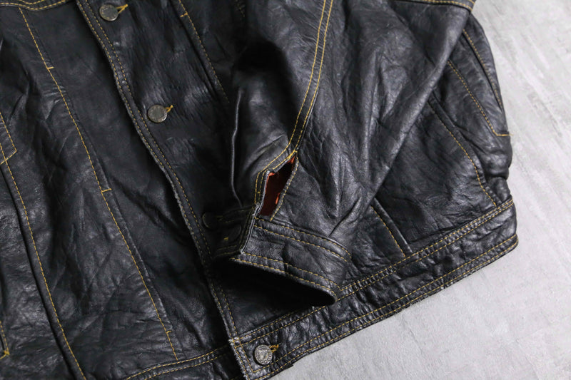 1990s DIESEL lamb skin leather tracker jacket