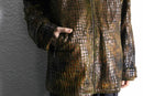 crocodile film print zip-up  jacket
