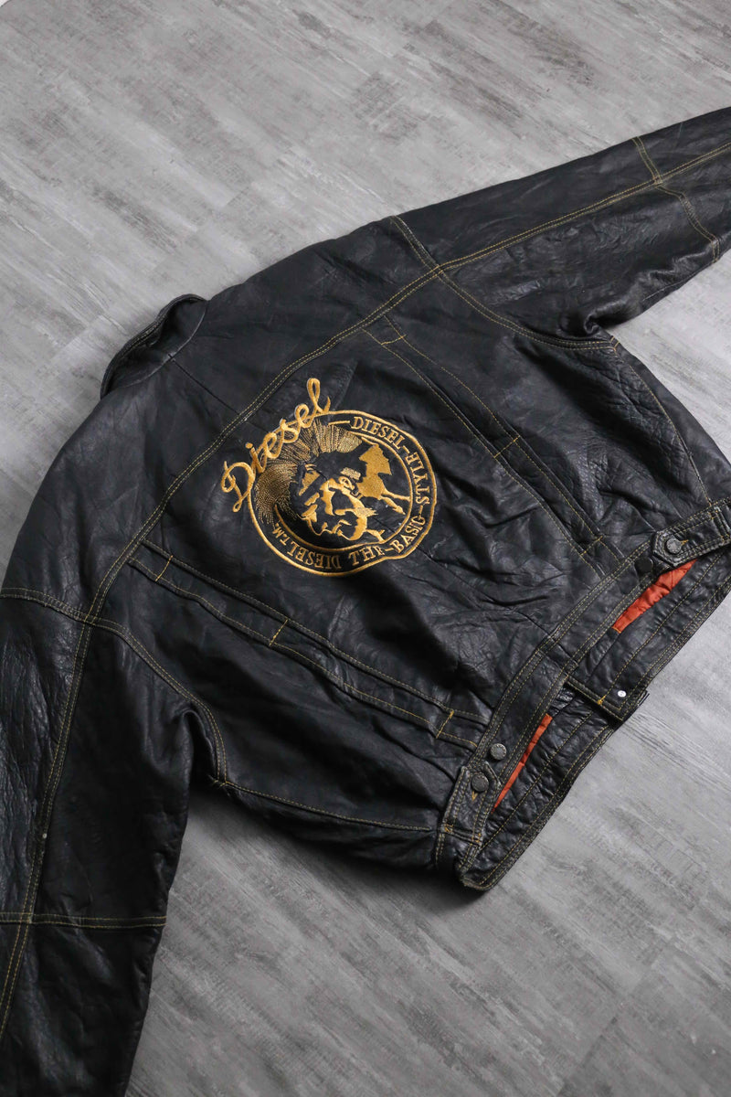 1990s DIESEL lamb skin leather tracker jacket