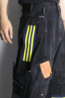 "Re:make" track baggy denim pants