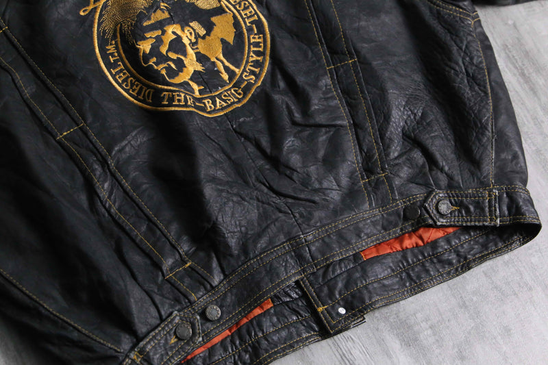 1990s DIESEL lamb skin leather tracker jacket