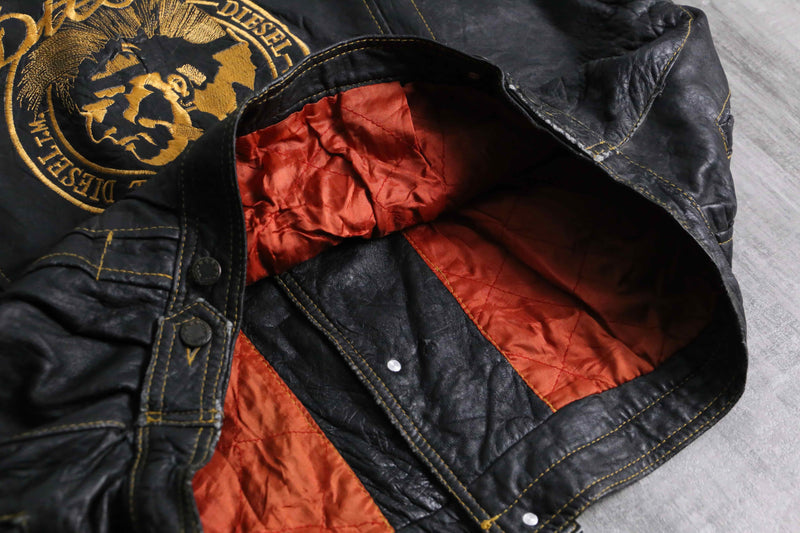 1990s DIESEL lamb skin leather tracker jacket