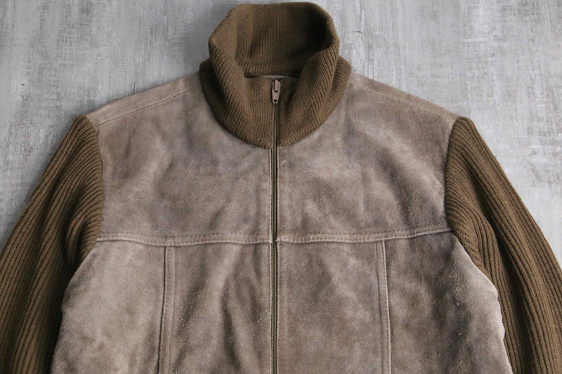 brown suede leather switch drivers knit