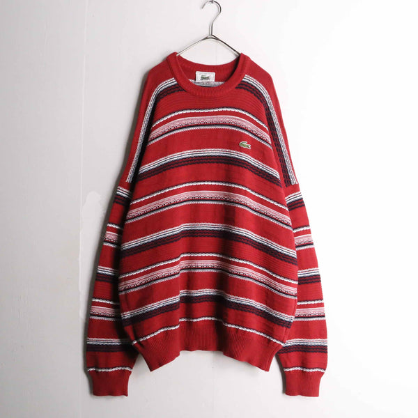 "LACOSTE" mulch color horizontal striped cotton knit