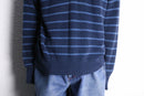 ”L.L.Bean” cool color horizontal stripe henley neck knit
