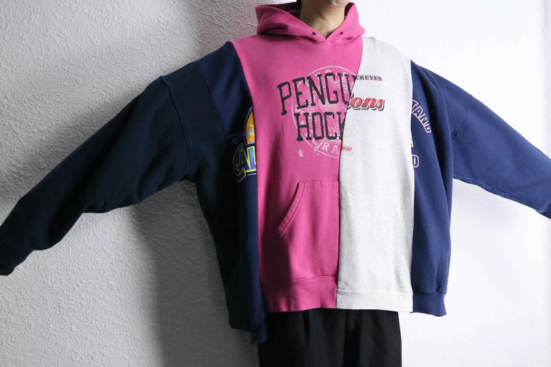 "Re:make" docking multicolor loose hoodie