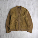 1960〜70's brown suede leather switch knit cardigan