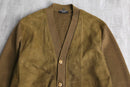 1960〜70's brown suede leather switch knit cardigan
