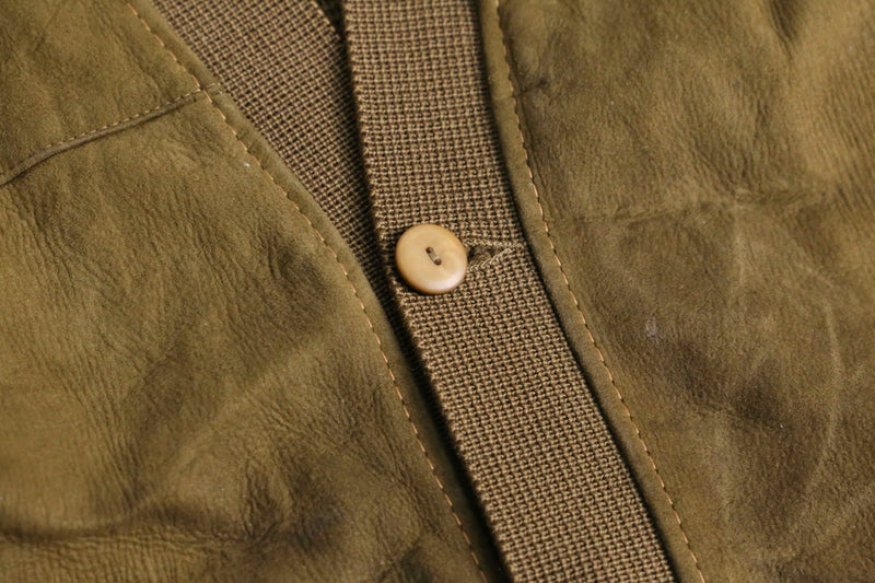 1960〜70's brown suede leather switch knit cardigan