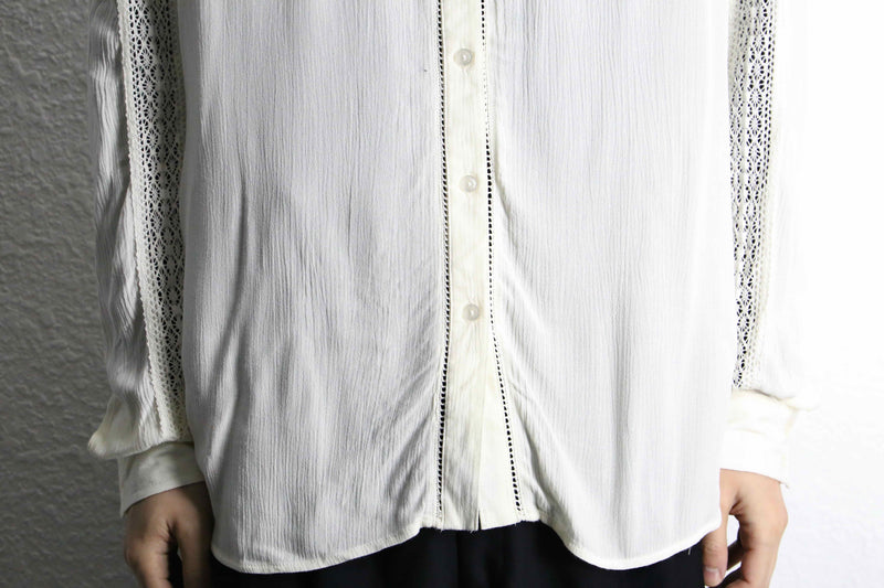 lace design drape rayon white shirt