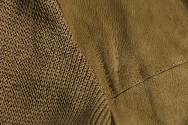 1960〜70's brown suede leather switch knit cardigan