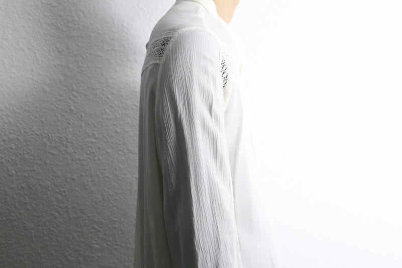 lace design drape rayon white shirt